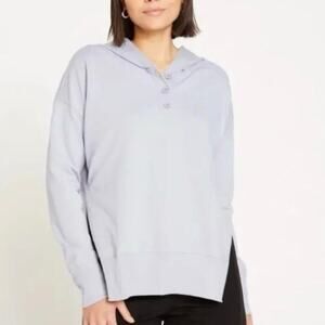 Universal Standard Henley Hoodie In Lavender Relaxed Casual Comfy Layering Sz S